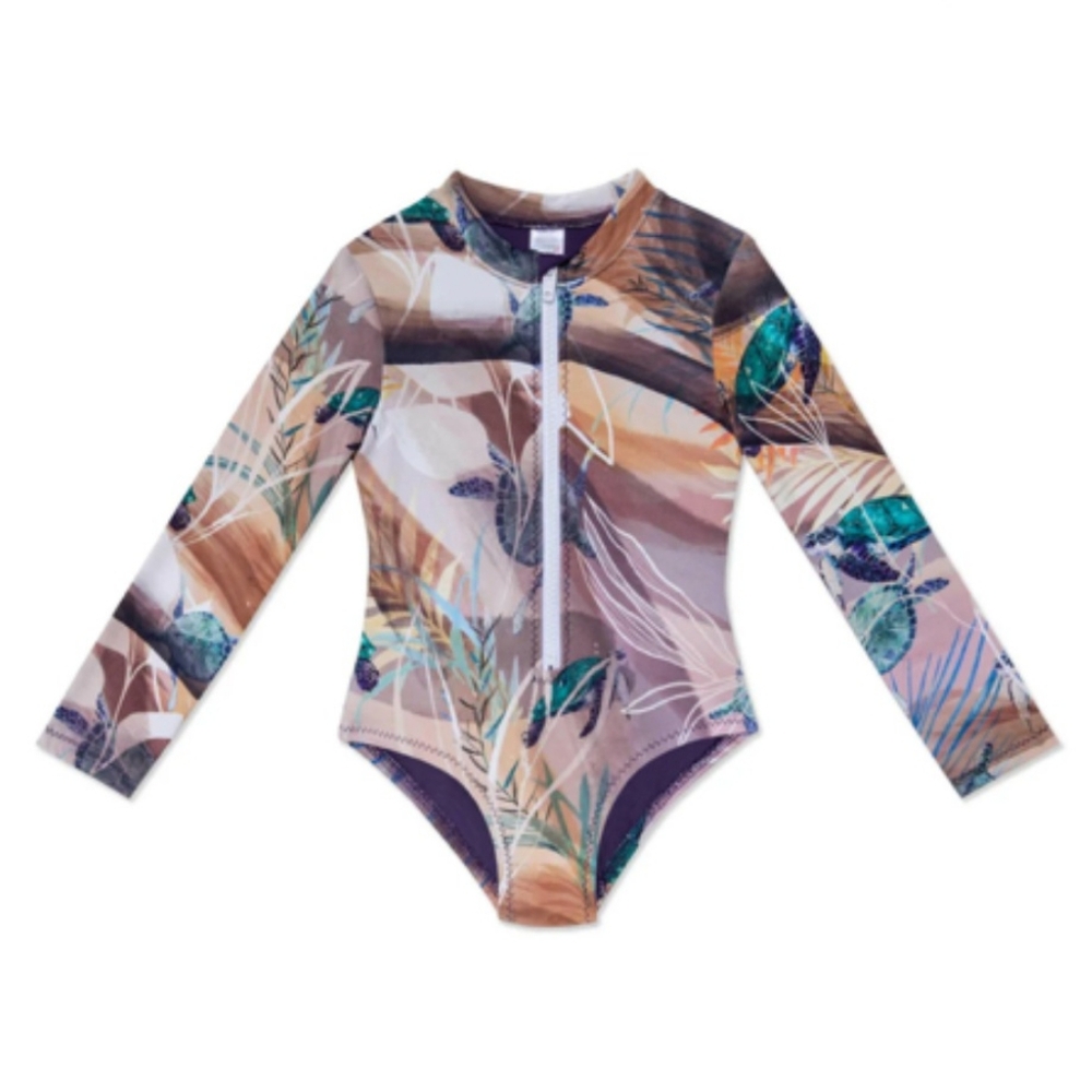 WET Swimwear Honu Dover Girl's Turtle Print Wetsuit UPF 50 Size 8Y